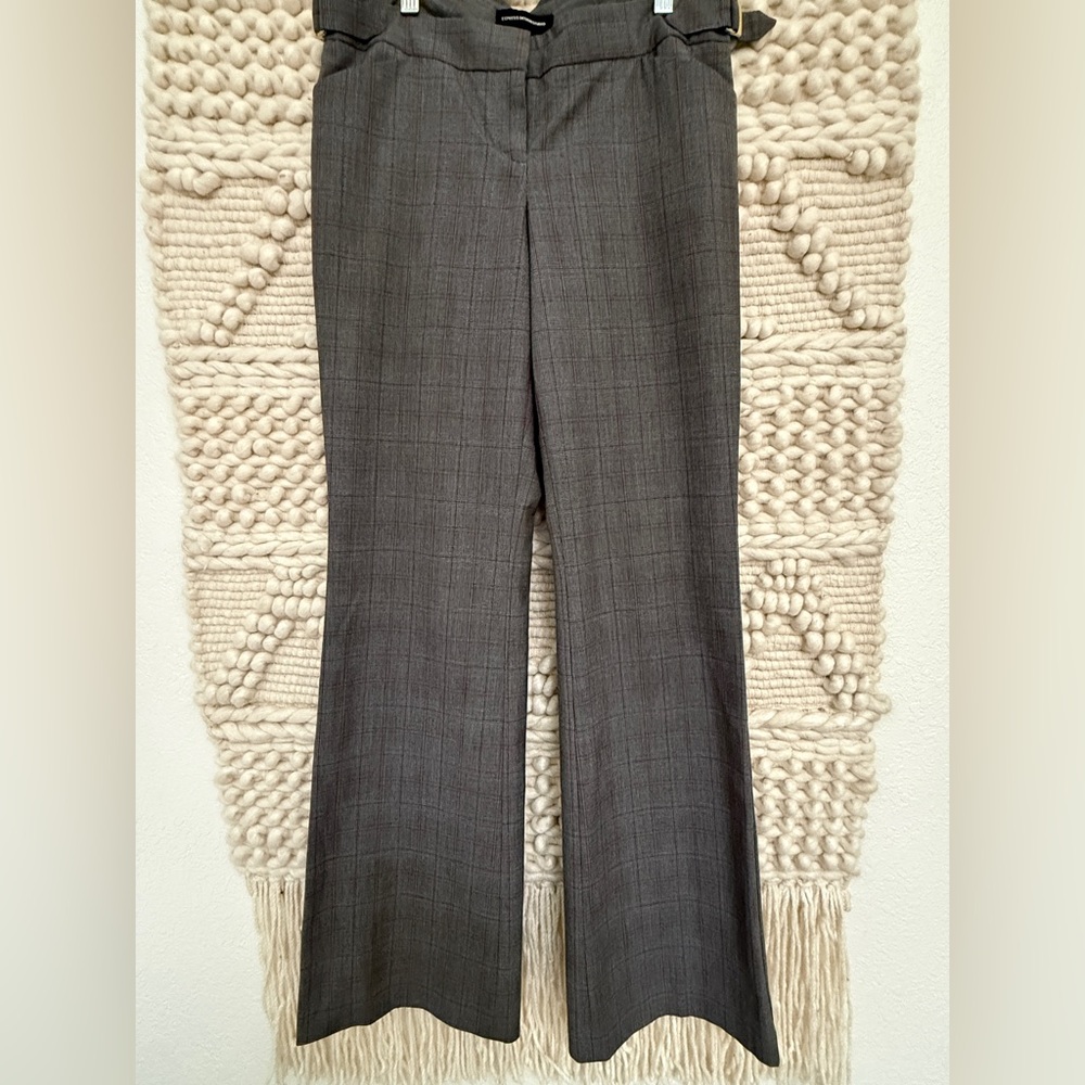 Express Gray and Pink Plaid Editor Trousers